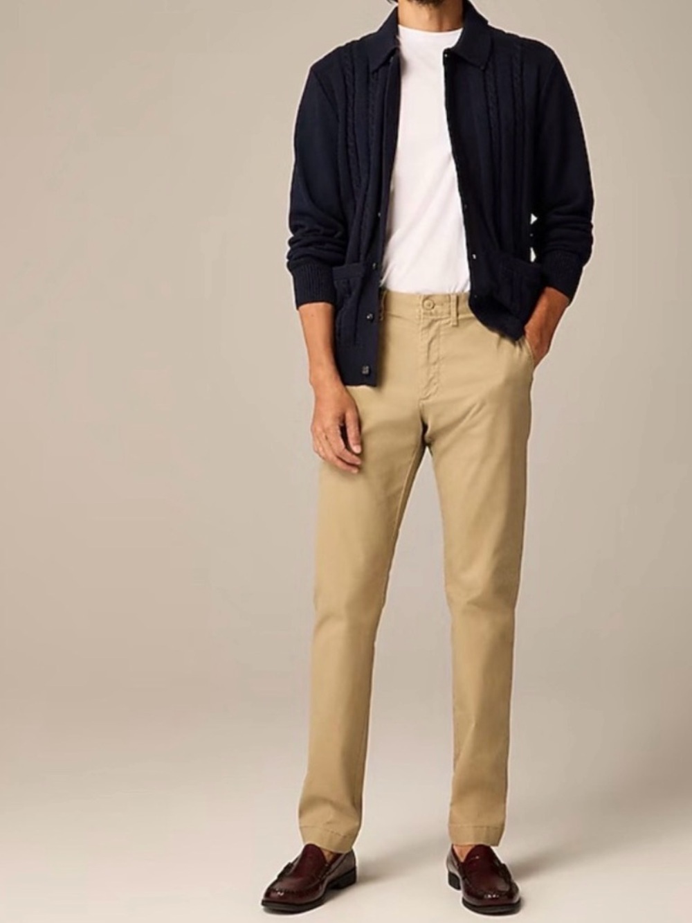 J. Crew Men's Straight Khaki Chinos in Beige